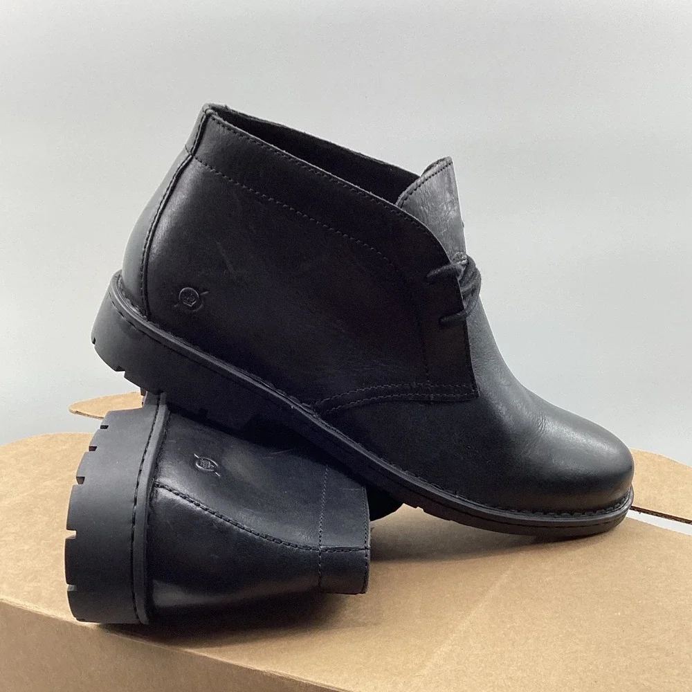 Born Harrison Black Leather Chukka Boots Mens 10M BM0019503 Ankle Desert Boots